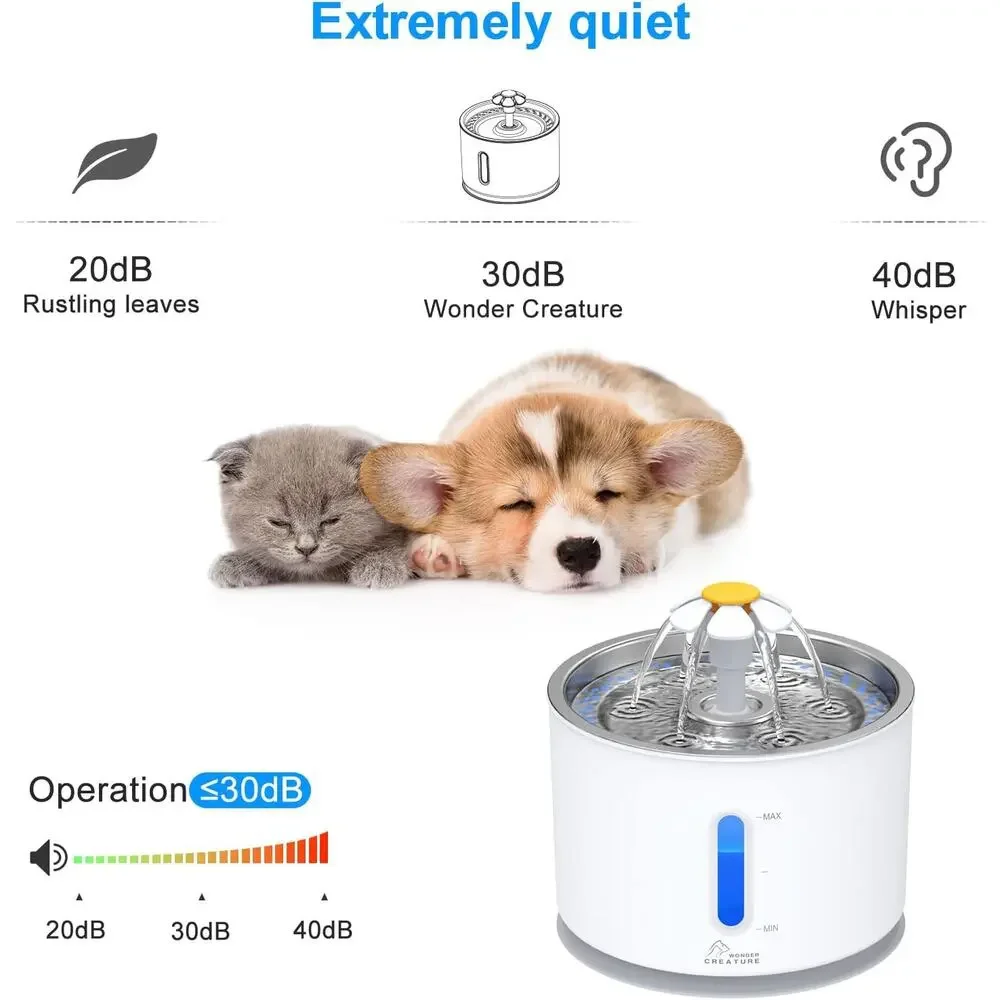 Wonder Creature Cat Water Fountain Stainless Steel with 1 mat